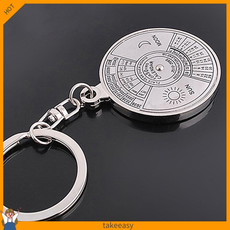 Móc khóa hợp kim bạc hình lịch 50 năm