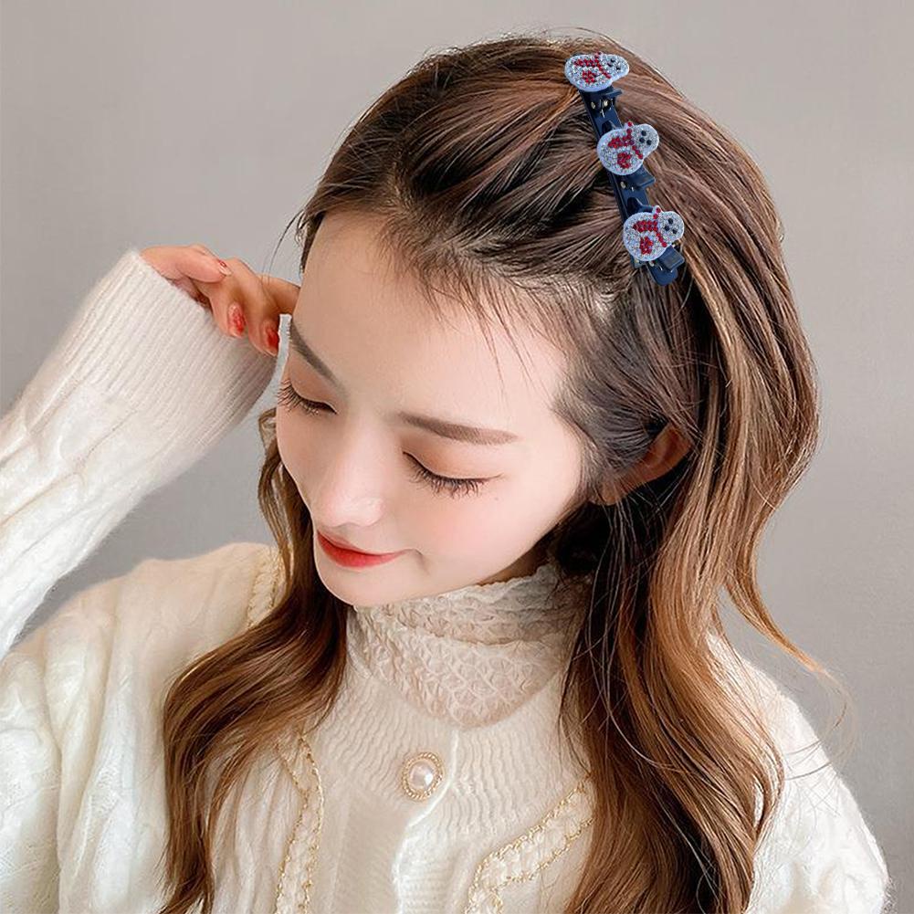 Kẹp Tóc Bện Đính Đá Lấp Lánh Trang Trí Cây Thông Giáng Sinh Y2M2