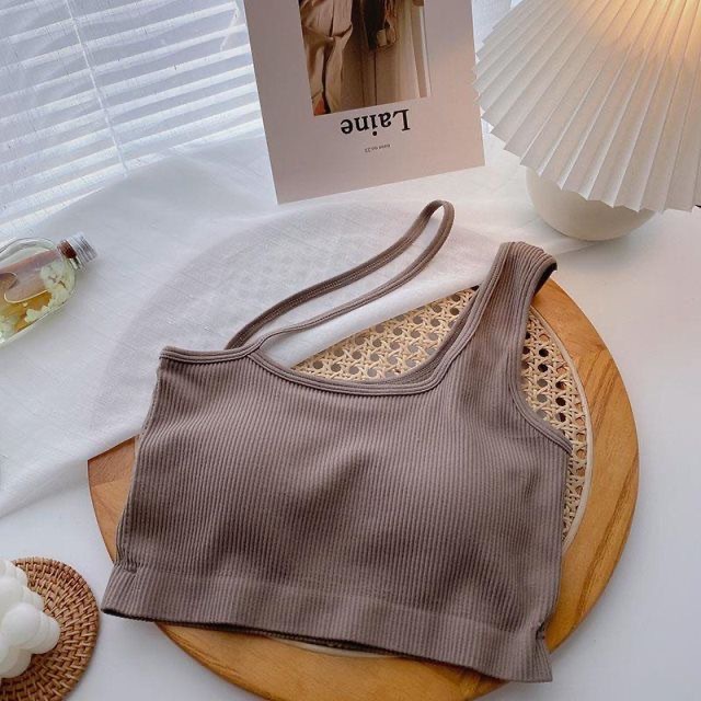 Áo Tank Top Hai Dây Ôm Dáng Có Miếng Đệm Ngực Cho Nữ