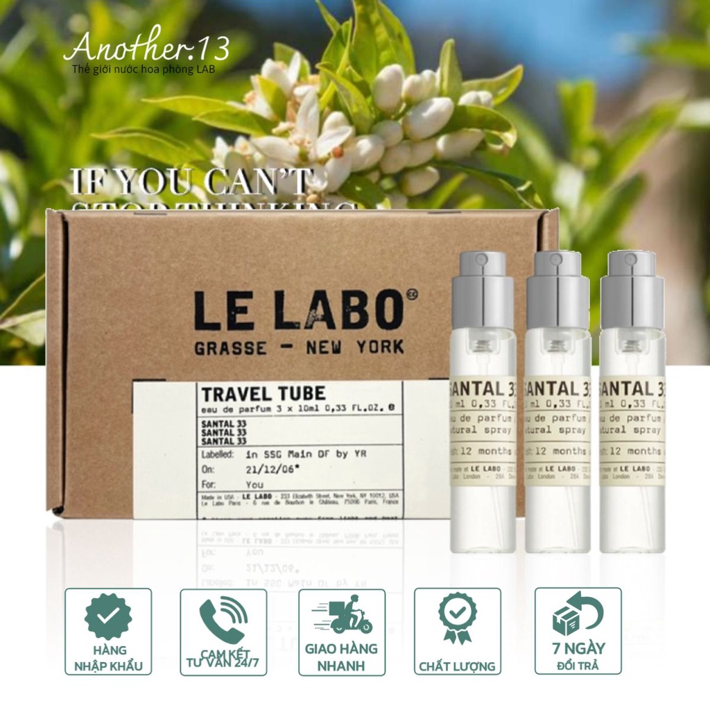 Set 3 chai nước hoa unisex Le Labo Bergamot 22 Travel Refill 3x10ml