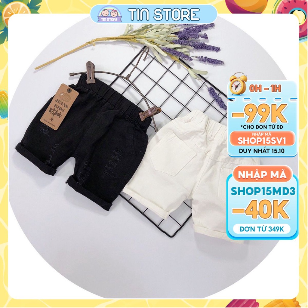 Quần Short Lửng Kaki Rách Cho Bé Trai Từ 7Kg Đến 22Kg KKR Tin Store