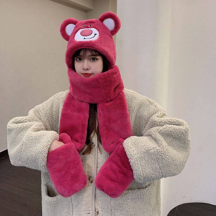 Sanrio mymelody Kuromi Stellalou Lotso set Ba Món Mũ Khăn Choàng Găng Tay Lông Nhung Chống Gió Mùa Đông Cho Học Sinh CMX