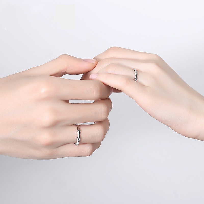 Nhẫn Đôi Mạ Bạc Lụa Xanh Lá Cây Thắt Nút Tre Tình Yêu Mỗi Cặp Cho Nam Và Nữ