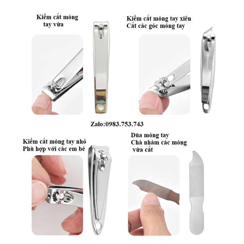 Bộ bấm móng tay 9 món đa năng, dụng cụ chăm sóc móng tay thép không gỉ cao cấp, bộ cắt móng tay kèm bao da