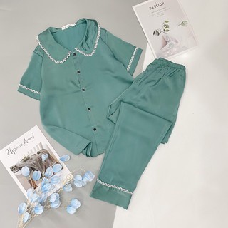 [Bộ Ngủ Lụa Cộc Dài]-Pijama Chữ Ký- Chất Dầy Dặn