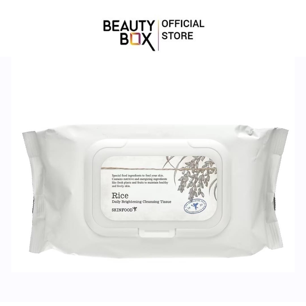 Khăn Giấy Tẩy Trang Skinfood Rice Daily Brightening Cleansing Tissue (80Sheet)