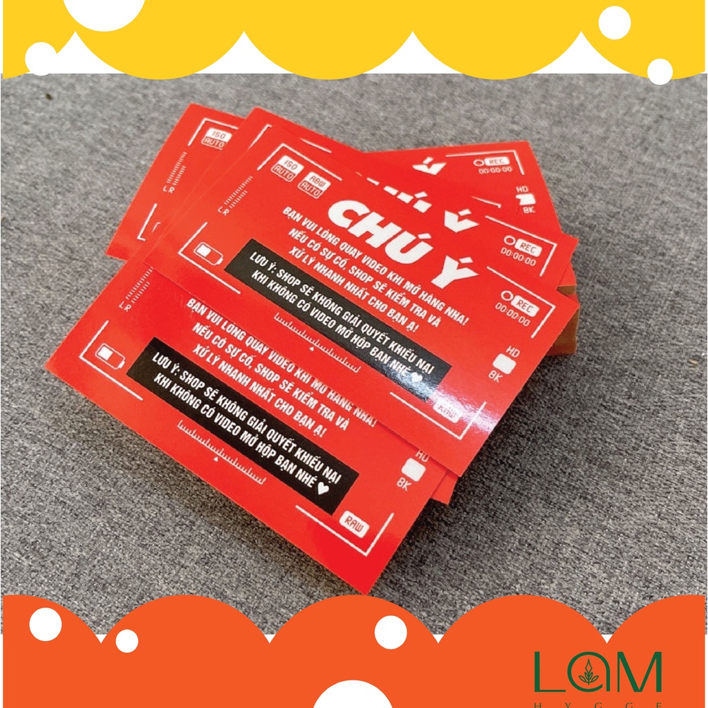 Combo 100c Tem Dán Quay Video Trước Khi Mở Hàng size 4x6cm Có keo mặt sau - Lam hygge