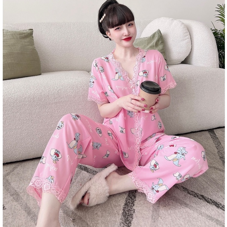 [Mã BMLT35 giảm đến 35K đơn 99K] Đồ bộ nữ pijama SOJUN Set Mặc Nhà Quần Dài Tay Ngắn Chất Mango phối Ren Cao Cấp 40-65kg