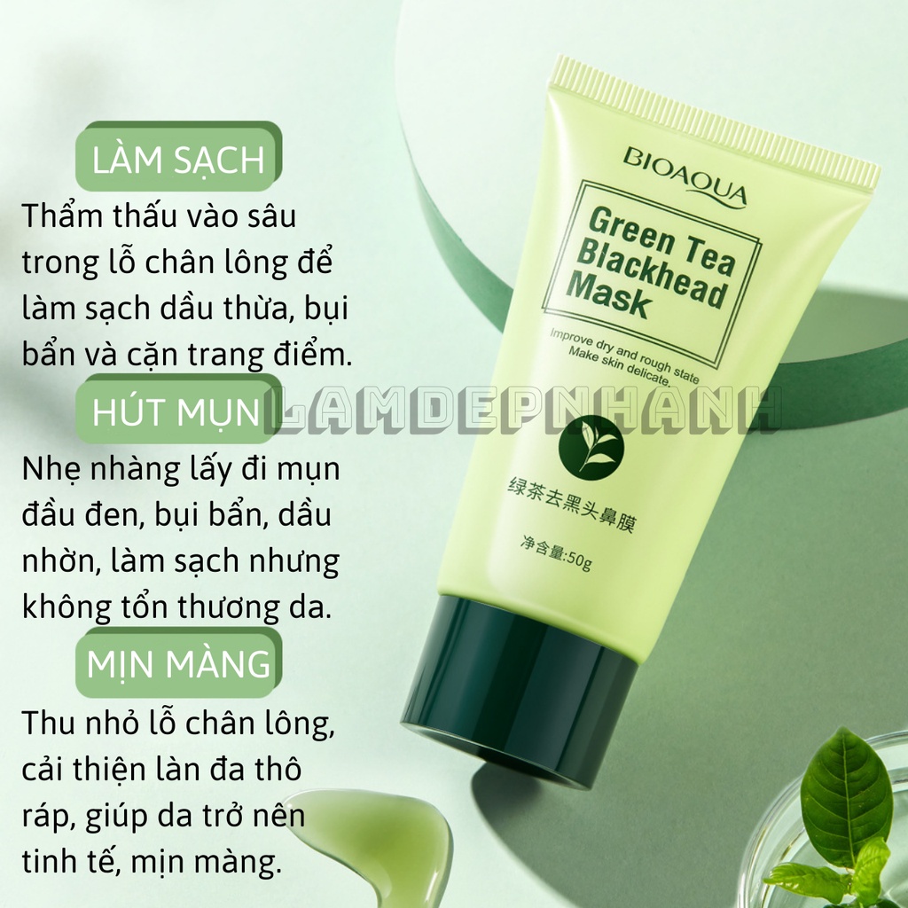 Gel Lột Mụn Làm Sạch và Dưỡng Ẩm Da  BIOAQUA tinh chất trà xanh 50g
