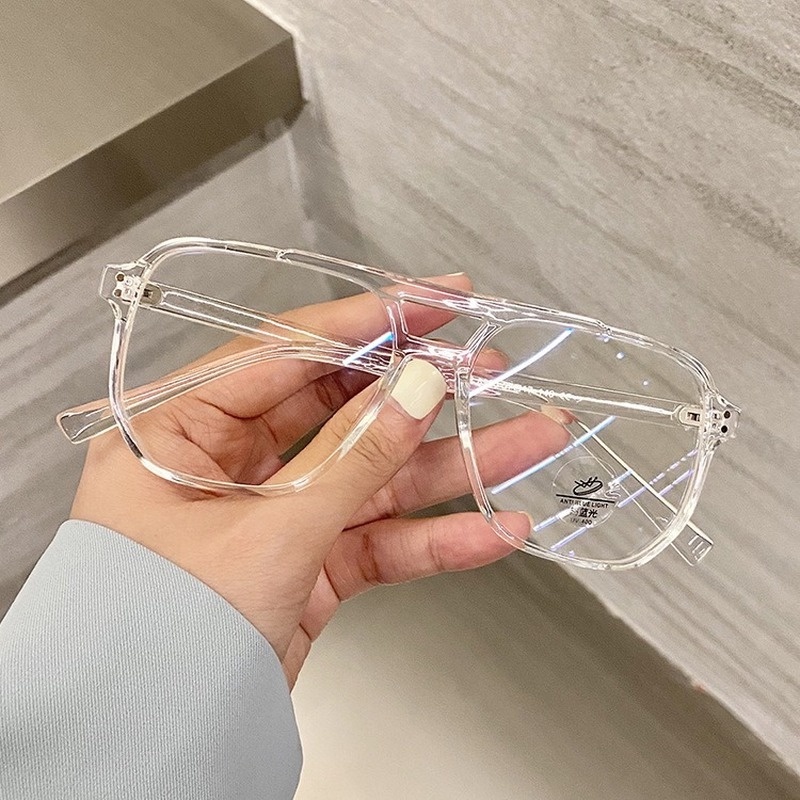 COD Kính Mát TR90 Hai Chùm Trong Suốt Chống Ánh Sáng Xanh Phong Cách Hàn Quốc Cổ Điển Thời Trang Cho Nam Và Nữ