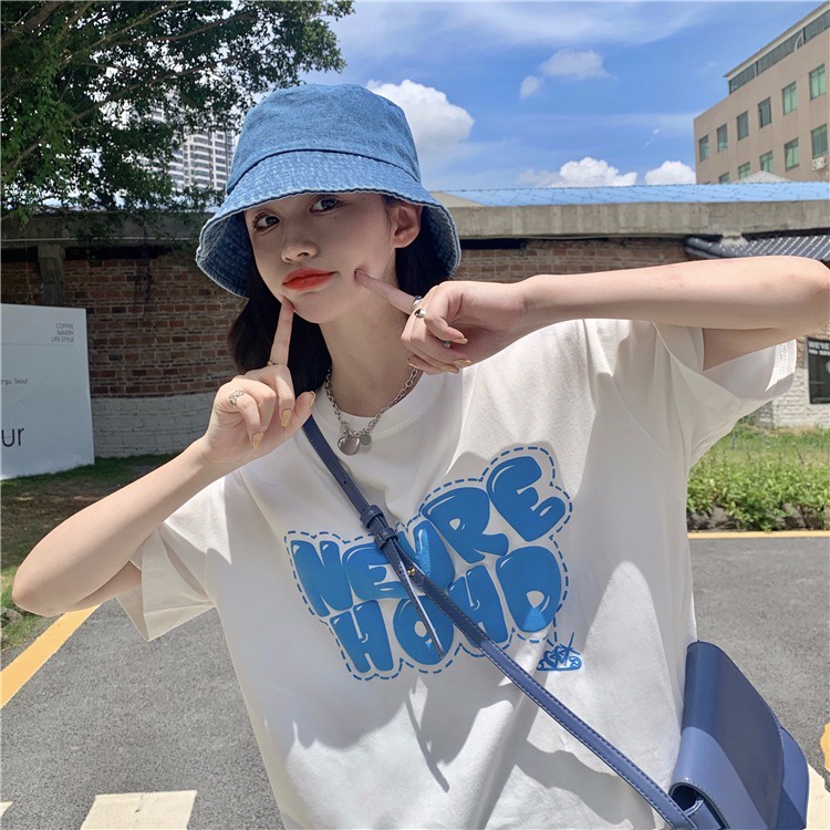 NRVP Áo Thun Unisex Mùa Hè Dáng Suông Tay Cộc Phong Cách Hàn Quốc Cho Nam Nữ