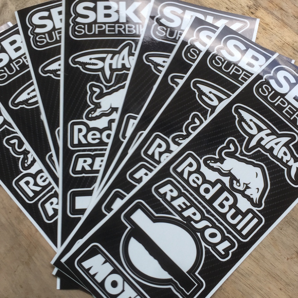 Giá 1 tờ logo trắng đen SBK cá mập. Chống nước, không bay màu. Sticker sắc nét