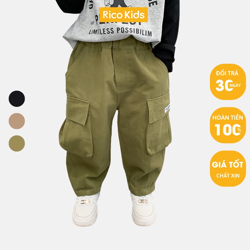 Quần kaki dài dáng thụng cho bé trai từ 10-35kg túi hộp mềm bền hàng chính hãng Ambb Kids mã Y076