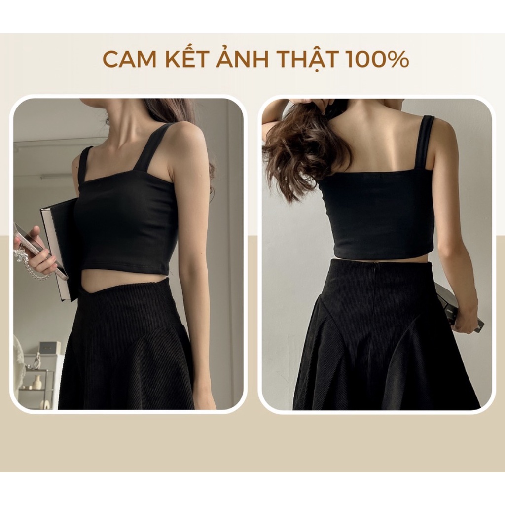 Áo 2 Dây Bản To Có Mút Ngực Áo Croptop Hai Dây Nữ Gem Boutique Chất Cotton 2 Lớp Co Dãn Dày Dặn CROPTOP