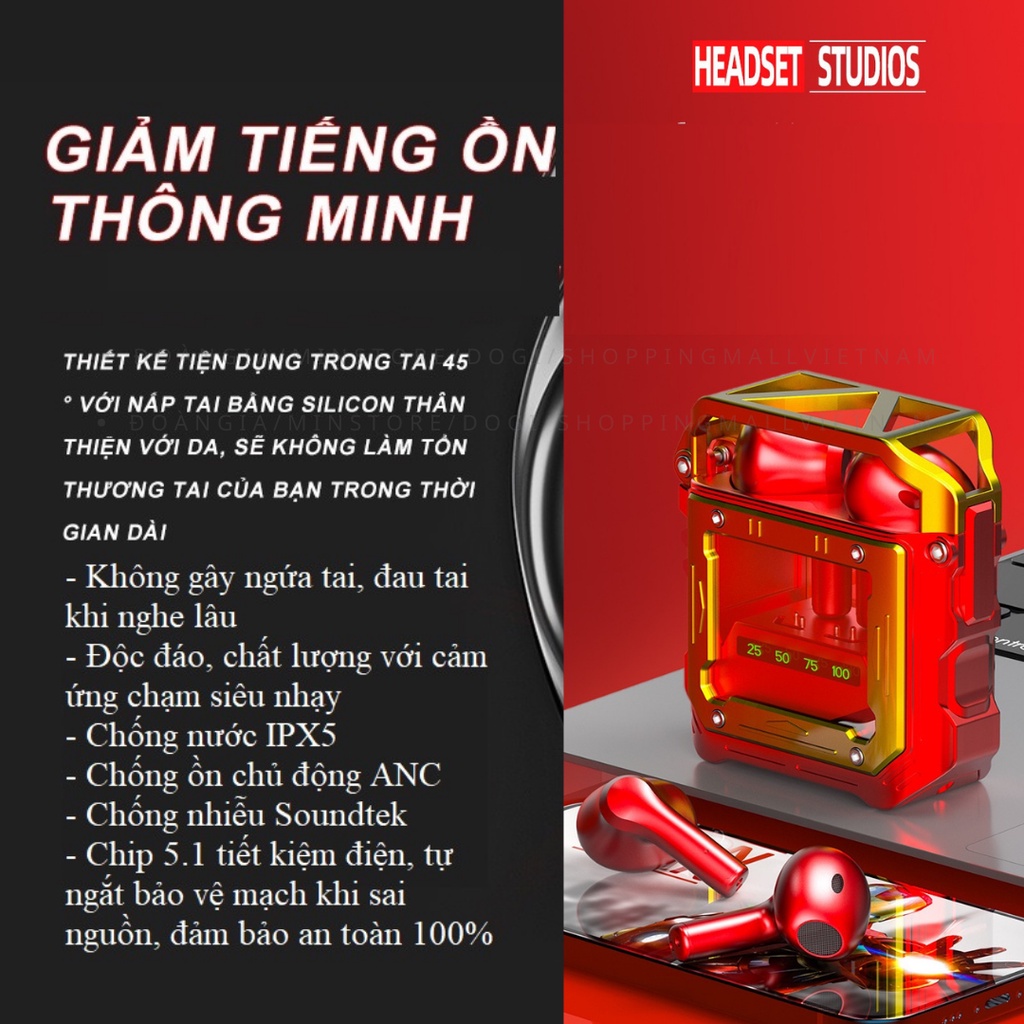 Tai nghe không dây bluetooth Gaming JX50 ANC thiết kế thể thao và gaming cao cấp