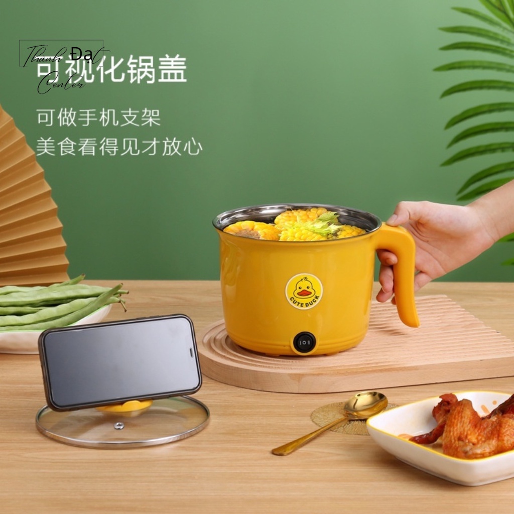 Nồi Lẩu Mini Vịt Vàng Nấu Cơm Lẩu Cháo Chiên Xào Hấp Luộc Dung Tích 1,8L