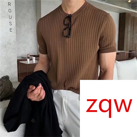 Áo Sơ Mi Tay Lửng Dáng Ôm Bằng Lụa Lạnh Mỏng Nhẹ Thoáng Khí Thời Trang Mùa Hè Phong Cách Hàn Quốc Cho Nam