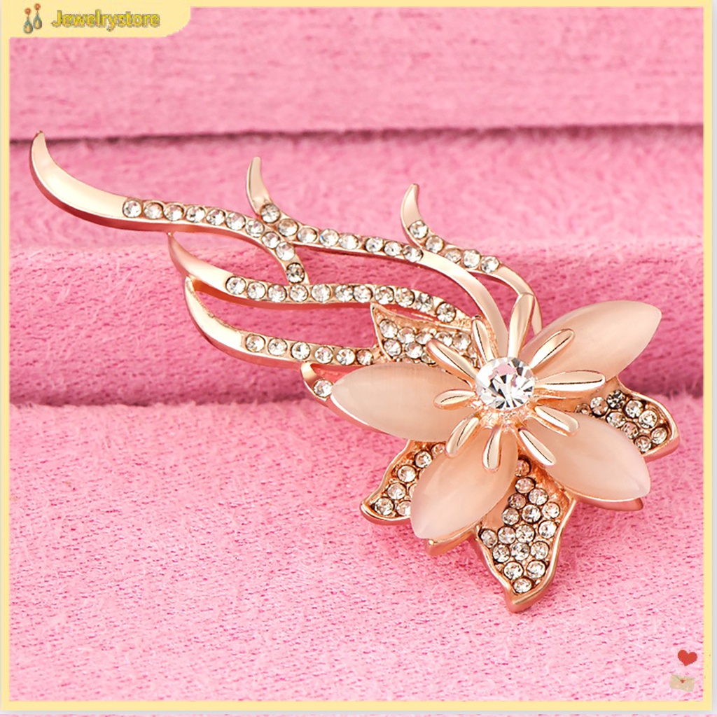 Trâm cài áo thiết kế hình bông hoa đính đá thời trang dành cho nữ