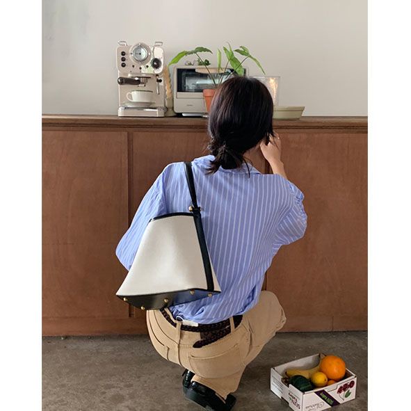 Whiterm Túi Xách Canvas Họa Tiết Xương Cá Phong Cách Hàn Quốc Cho Nữ