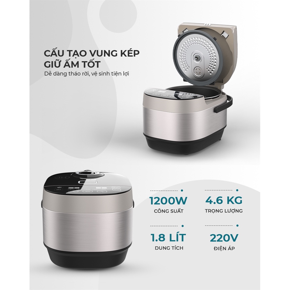 Nồi cơm điện cao tần  1.8L SUNHOUSE MAMA SHD8959, Dung tích 1.8L, công suất 1200W, bảo hành 24 tháng