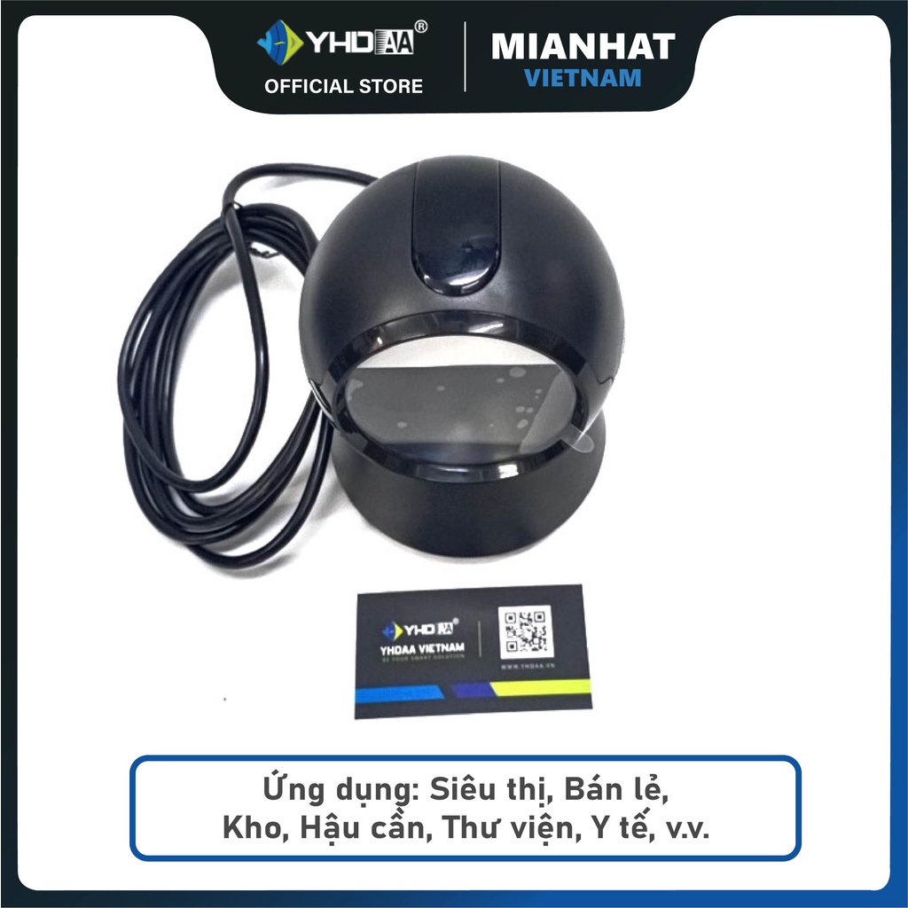 Máy quét mã vạch để bàn YHD 9100D đọc được các loại mã vạch 1D Barcode 2D Qrcode phù hợp cho siêu thị, quầy bán hàng,...