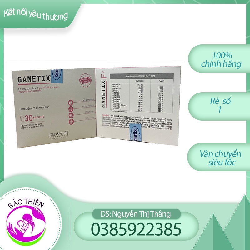 Gametix f hàng pháp hộp 30 gói cho nữ
