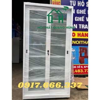 Tủ hồ sơ sắt 2 cánh cửa kính lùa sơn tĩnh điện cao cấp dành cho văn phòng