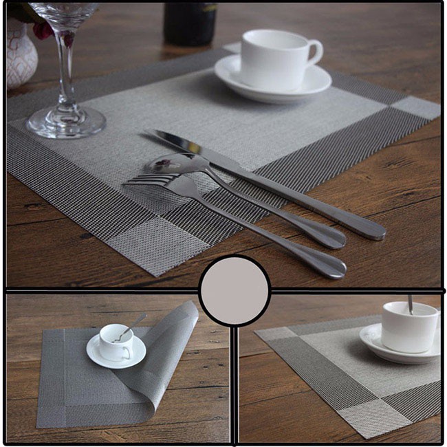 Tấm lót trải bàn ăn cỡ 45 x 30cm dệt sợi PVC chống bẩn màu sang trọng KM 20113