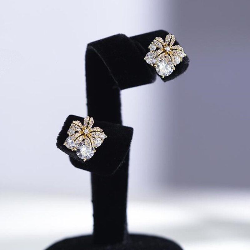 Bông Tai Đính Kim Cương Giả Phong Cách Thời Trang Hàn Quốc Dành Cho Nữ