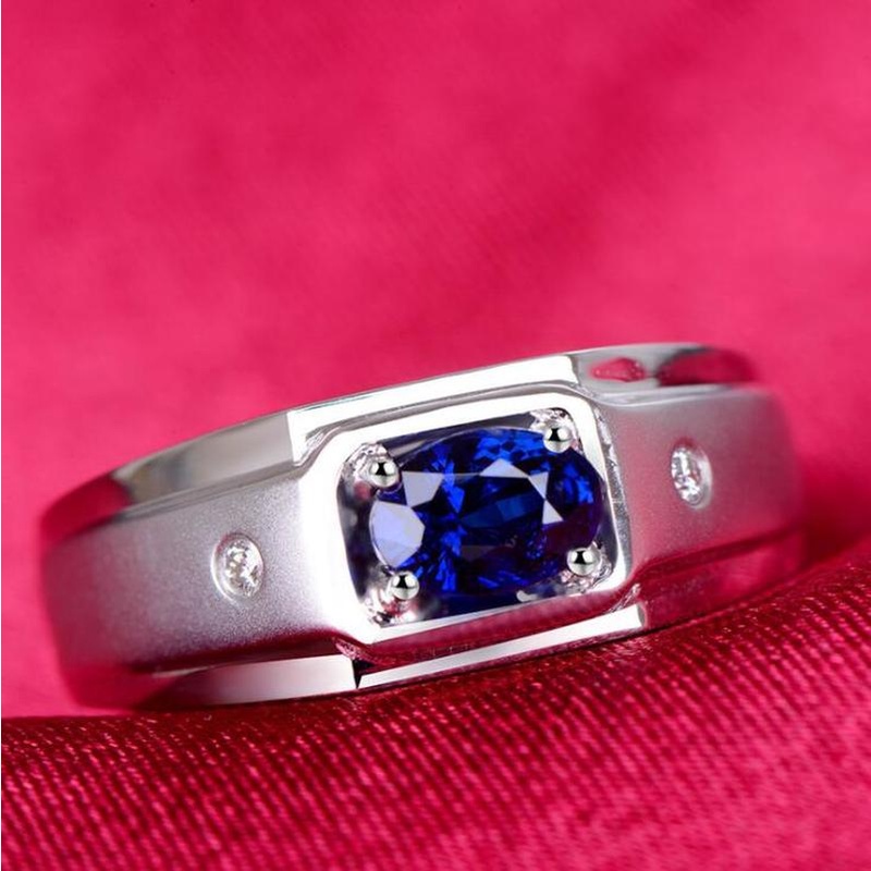 Nhẫn Thép Titan Đính Đá Zircon Xanh Thời Trang Cho Nam