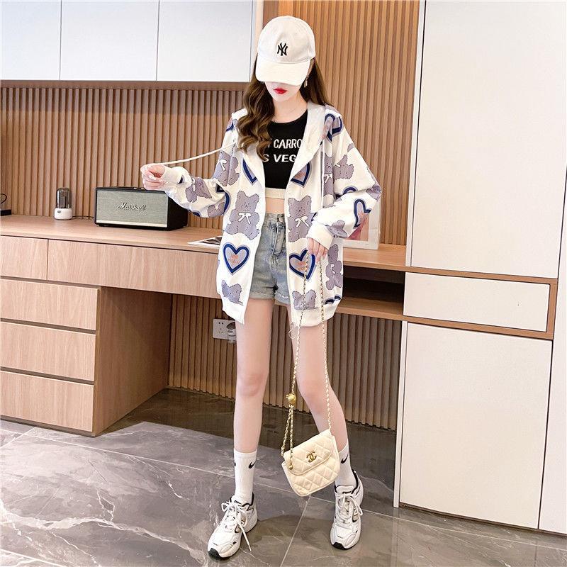 Áo Khoác Cardigan Có Nón Phối Khóa Kéo Dáng Rộng Phong Cách Đường Phố Âu Mỹ 10.24