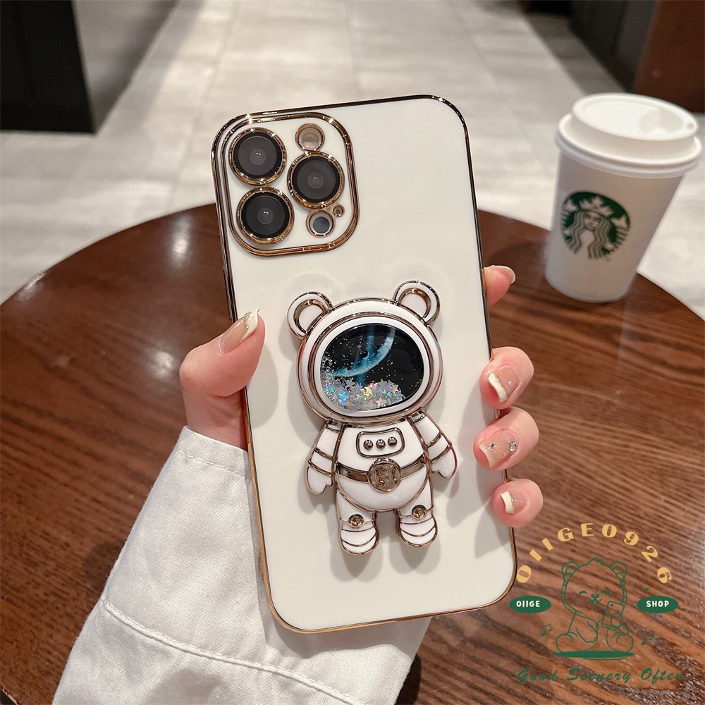 Ốp Điện Thoại TPU Silicone In Hình Phi Hành Gia / Gấu Có Giá Đỡ Cho Iphone14 13 12 11Pro Max Xs Xr 8 7Plus