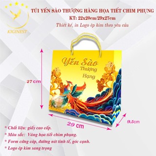 TÚI GIẤY 50G HỌA TIẾT CHIM PHỤNG - SIZE 22X20X9CM