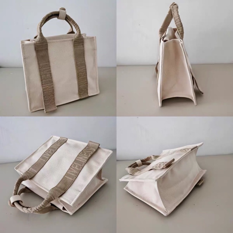 TÚI XÁCH ZARA MINI VẢI DÙ IN CHỮ MÀU TRẮNG KEM