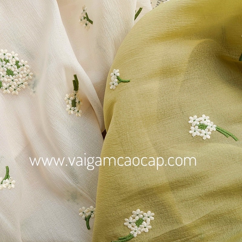 Vải Tơ Sống Thêu Hoa