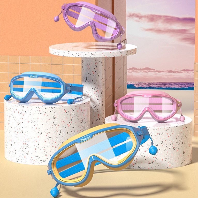 Trọn bộ KÍNH BƠI, NÓN BƠI kèm KẸP MŨI, BỊT TAI hiệu YOUYOU hình hoạt hình đáng yêu cho bé - Yuripromax