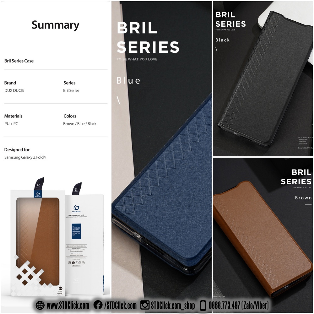 ỐP LƯNG DA SAMSUNG GALAXY Z FOLD 4 5G DUX DUCIS BRILL CHÍNH HÃNG