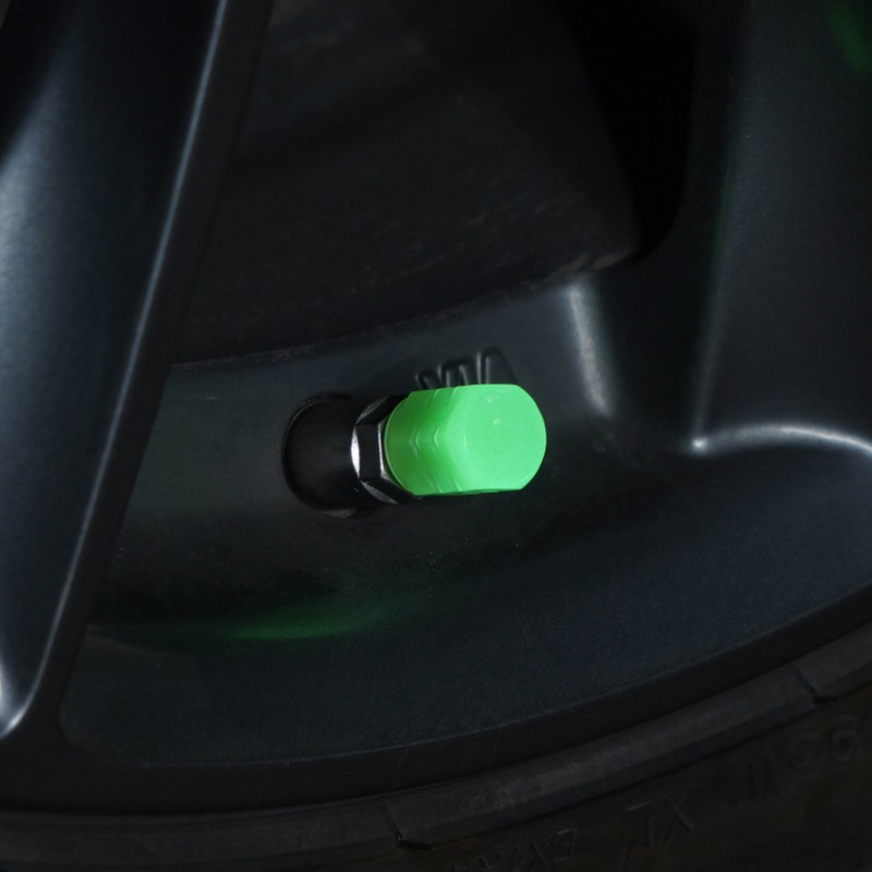 Nắp van phát quang màu xanh lá cây độc đáo trang trí bánh xe hơi xe máy - ảnh sản phẩm 3