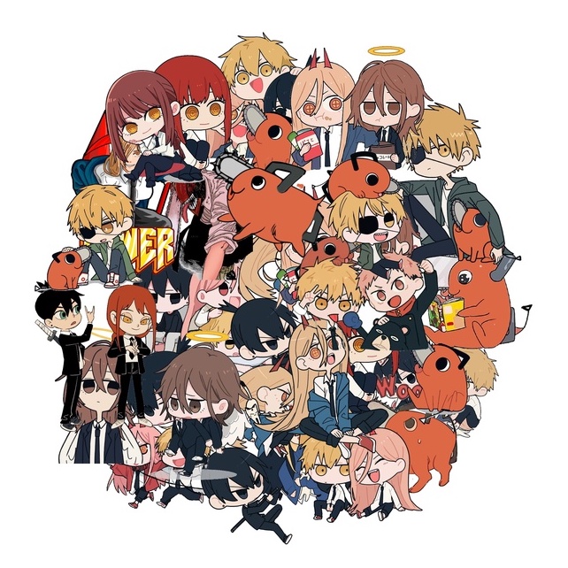 Bộ sticker nhãn dán anime Chainsaw Man người cưa dễ thương