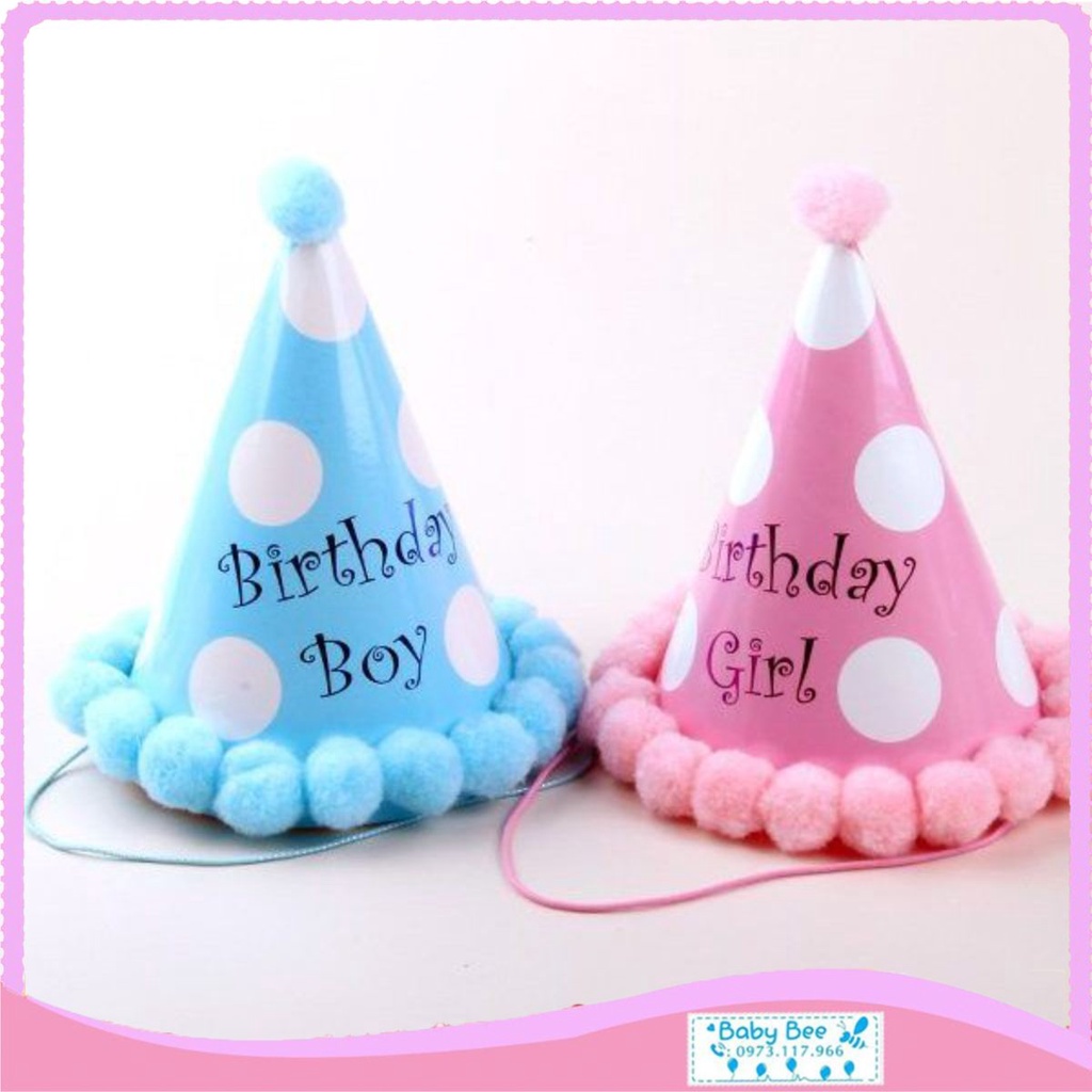 Mũ Sinh Nhật Quả Bông Cho Bé Trai, Bé Gái Cao 19CM