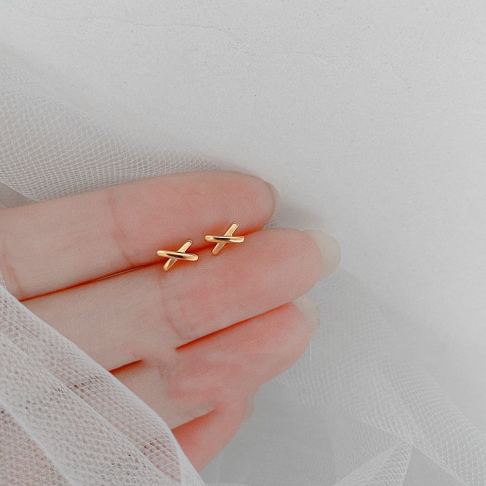 Bông Tai Hình Học / Vuông / Ngôi Sao / Hoa / Bướm Nhỏ Dễ Thương Màu Vàng Kim