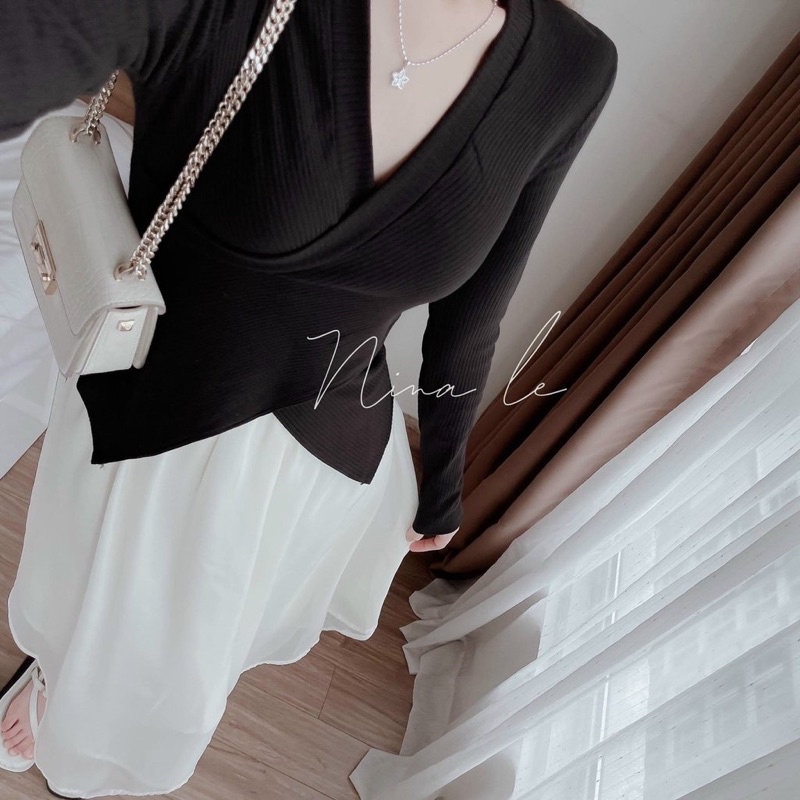 SET ĐẦM LỤA ÁO THUN GÂN TAY DÀY VIP 1