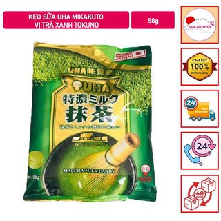Kẹo sữa UHA Mikakuto vị trà xanh Tokuno 58g