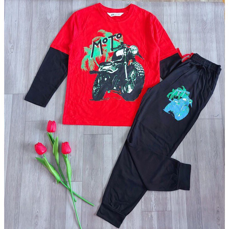 Bộ Dài Tay Thu Đông HM Bé Trai Size Đại Cotton Xuất Dư sz 24 - 58kg