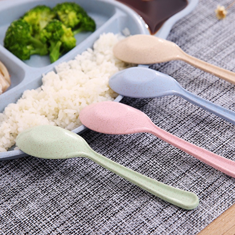 Muỗng múc canh HOUSEEKER cán dài chất liệu rơm lúa mì an toàn cho trẻ em