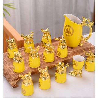 Bộ 12 ly rượu hình con giáp SIÊU ĐẸP, làm quà tặng cho bạn bè hoặc người thân