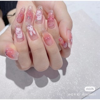 sticker dán móng tay thỏ hồng