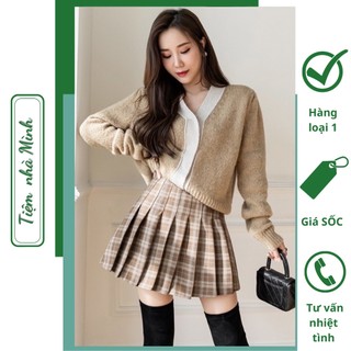 Chân váy xếp ly caro dày dặn hàng đẹp có quần trong, đầm tennis kẻ caro, chân váy tennis kẻ bigsize xs - xxl
