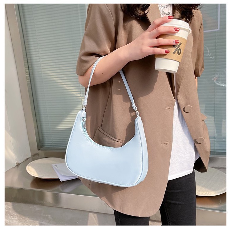 Mischa Túi Đeo Vai / Kẹp Nách Bằng Nylon Nhẹ Màu Trơn Thời Trang Hàng Mới