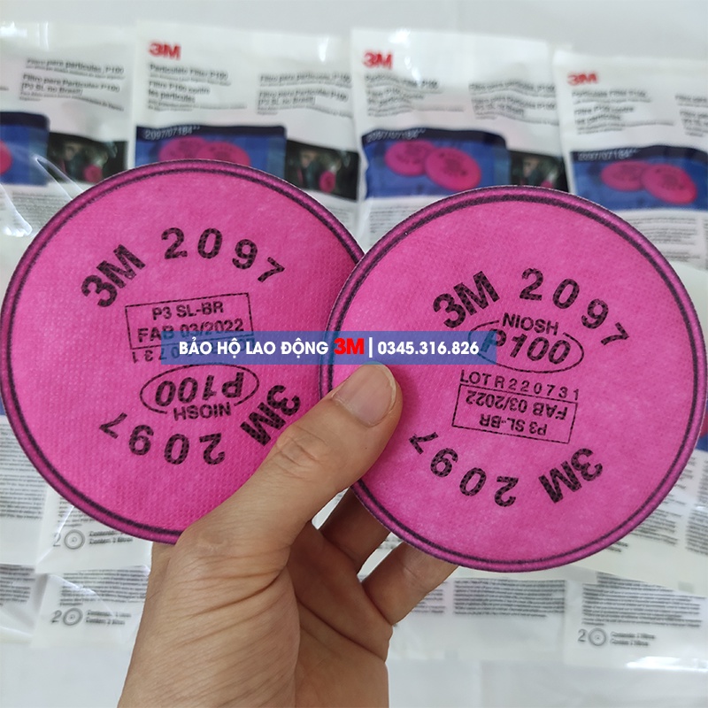 Phin lọc 3M 2097 (Singapore) dùng cho mặt nạ phòng độc chống bụi 3M 6200, 6800, 7502, ...